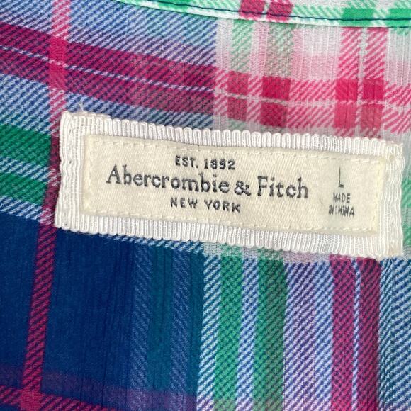 Y2K Abercrombie & Fitch Womens Sleeveless Button Up Top Size L Preppy Moose Logo - Picture 4 of 8